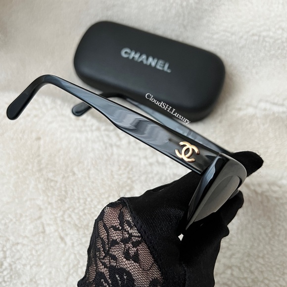 Auth Chanel Vintage CC Logo Black Cat Eye Sunglasses *For Small face frames - Picture 7 of 13